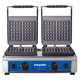 Waffle Makinesi, Kare Kullanım, 2 Adet 8x16x1.5 Cm, Çift Kapaklı